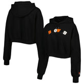 Cleveland Browns The Wild Collective Women's Cropped Pullover Hoodie Black - NFL