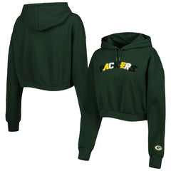 Green Bay Packers The Wild Collective Women's Cropped Pullover Hoodie Green - NFL