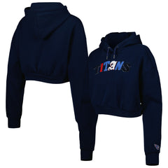 Tennessee Titans The Wild Collective Women's Cropped Pullover Hoodie Navy - NFL