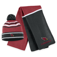 Arizona Cardinals WEAR by Erin Andrews Women's Colorblock Cuffed Knit Hat with Pom and Scarf Set Cardinal - NFL