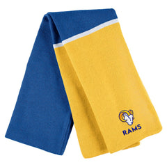 Los Angeles Rams WEAR by Erin Andrews Women's Colorblock Cuffed Knit Hat with Pom and Scarf Set Royal - NFL