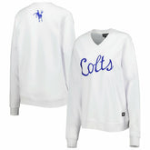 Indianapolis Colts The Wild Collective Women's Cheer V-Neck Fleece Pullover Sweatshirt White - NFL