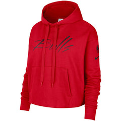 Nike - Chicago Bulls Women's Split Flip Courtside Cropped Pullover Hoodie - Red