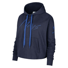 Nike - Dallas Mavericks Women's Split Flip Courtside Cropped Pullover Hoodie - Navy