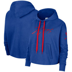 Nike - Philadelphia 76ers Women's Split Flip Courtside Cropped Pullover Hoodie - Royal