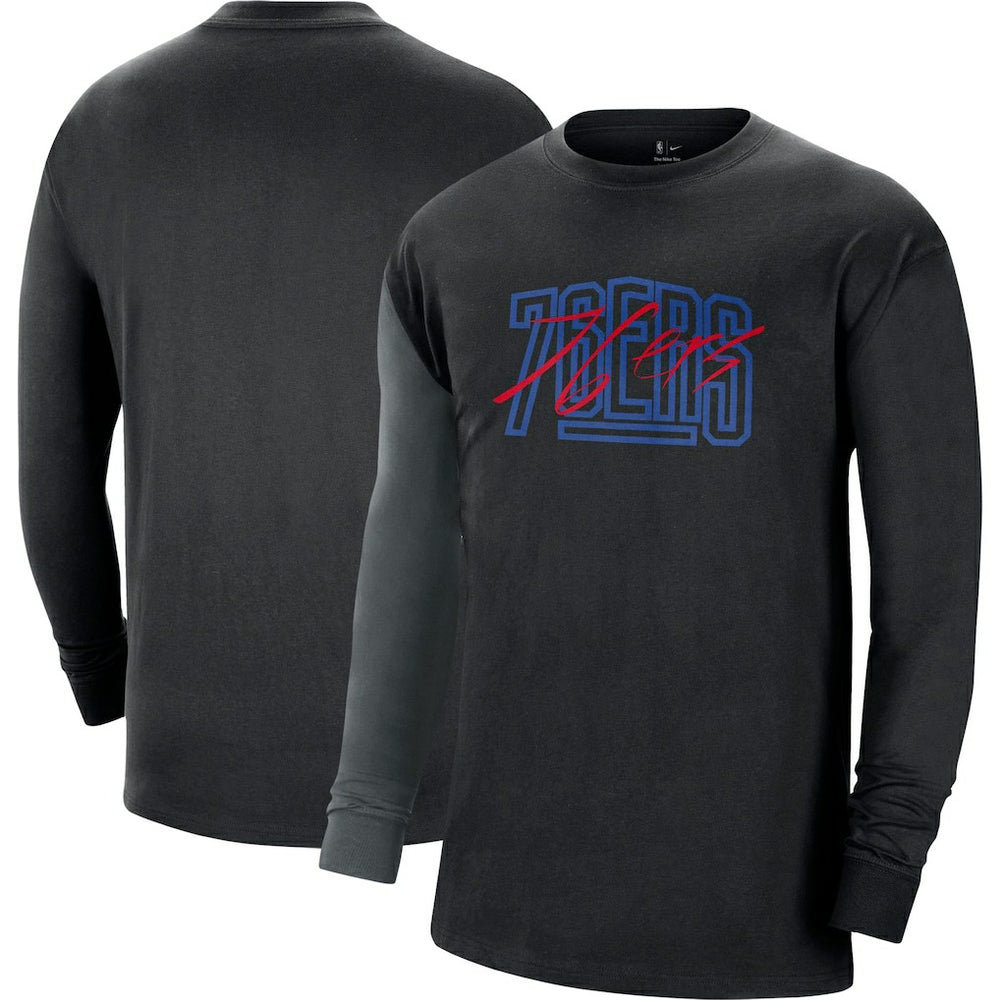 Nike - Philadelphia 76ers Courtside Versus Flight MAX90 Long Sleeve T-Shirt - Black