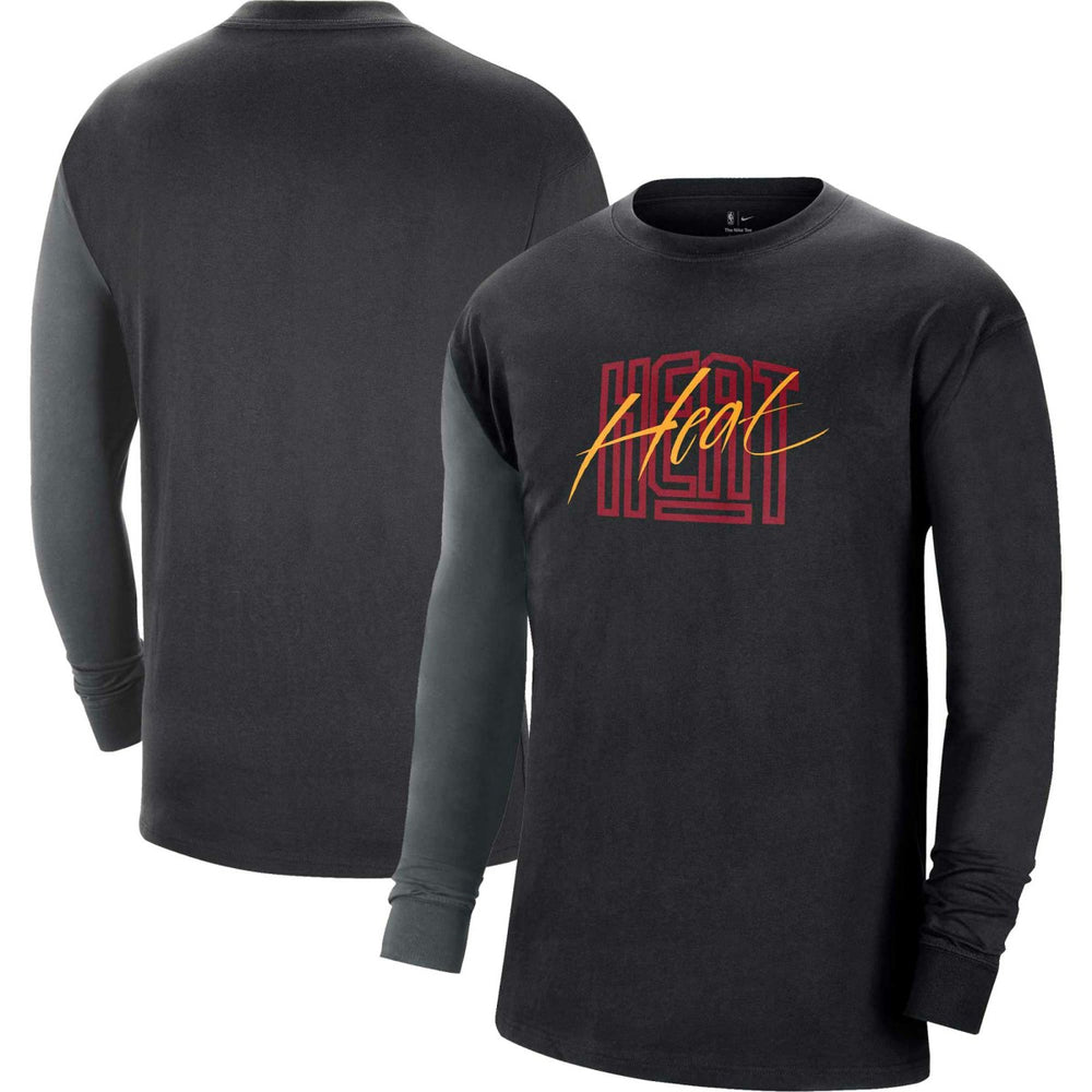 Nike - Miami Heat Courtside Versus Flight MAX90 Long Sleeve T-Shirt - Black