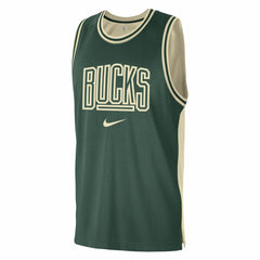 Nike - Milwaukee Bucks Courtside Versus Force Split DNA Performance Mesh Tank Top - Hunter Green/Cream