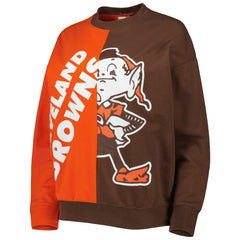 Cleveland Browns Women's Big Face Pullover Sweatshirt Orange/Brown - Mitchell & Ness