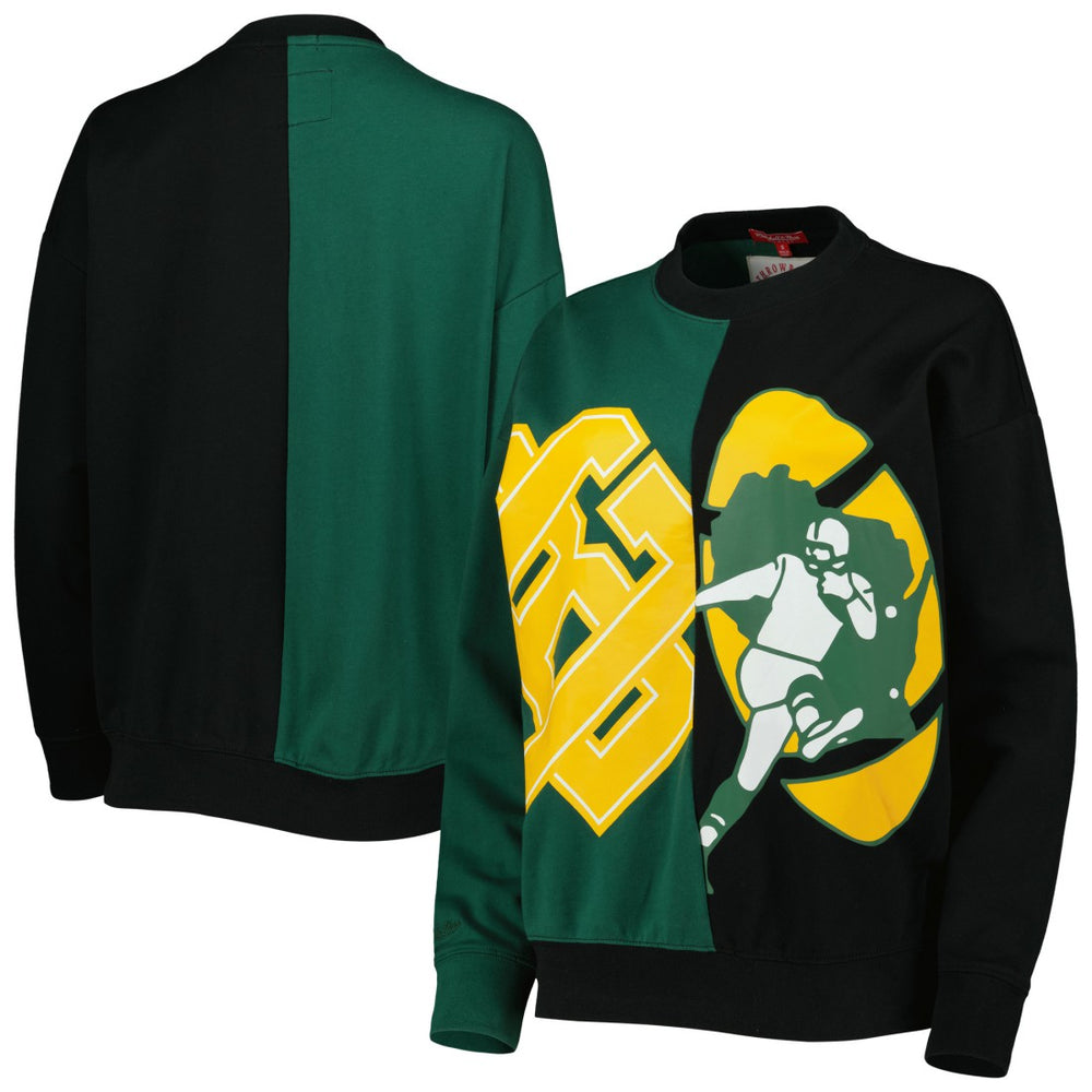 Green Bay Packers Women's Big Face Pullover Sweatshirt Green/Black - Mitchell & Ness