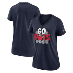 New England Patriots Women's Hometown Collection Tri-Blend V-Neck T-Shirt Navy - Nike