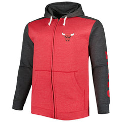 Fanatics - Chicago Bulls Big & Tall Down and Distance Full-Zip Hoodie - Heathered Red/Heathered Black