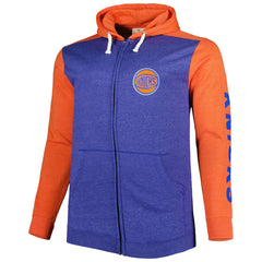 Fanatics - New York Knicks Big & Tall Down and Distance Full-Zip Hoodie - Heathered Blue/Heathered Orange