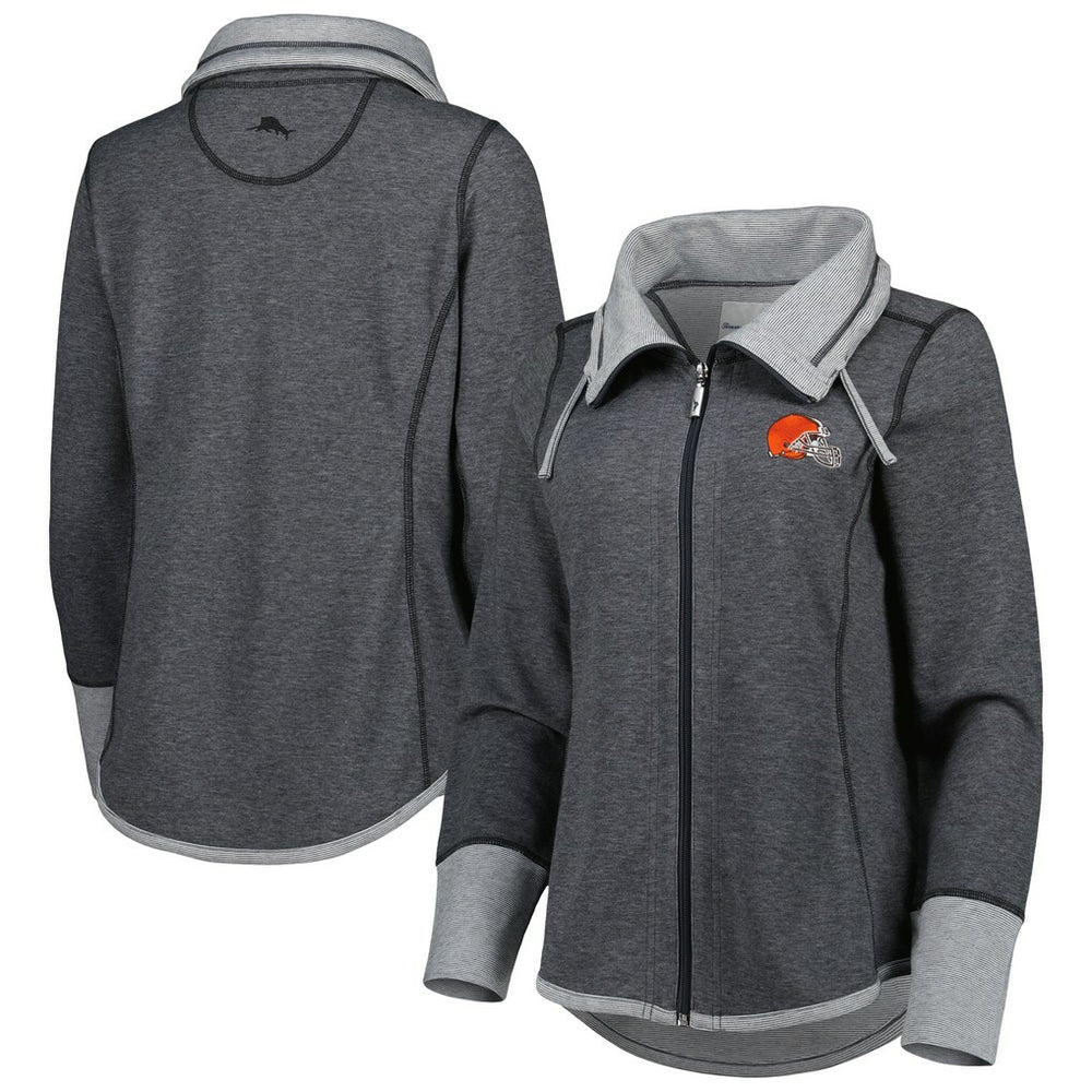 Cleveland Browns Women's Sport Sun Fade Full-Zip Sweatshirt Heathered Black - Tommy Bahama