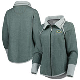 Green Bay Packers Women's Sport Sun Fade Full-Zip Sweatshirt Heathered Green - Tommy Bahama