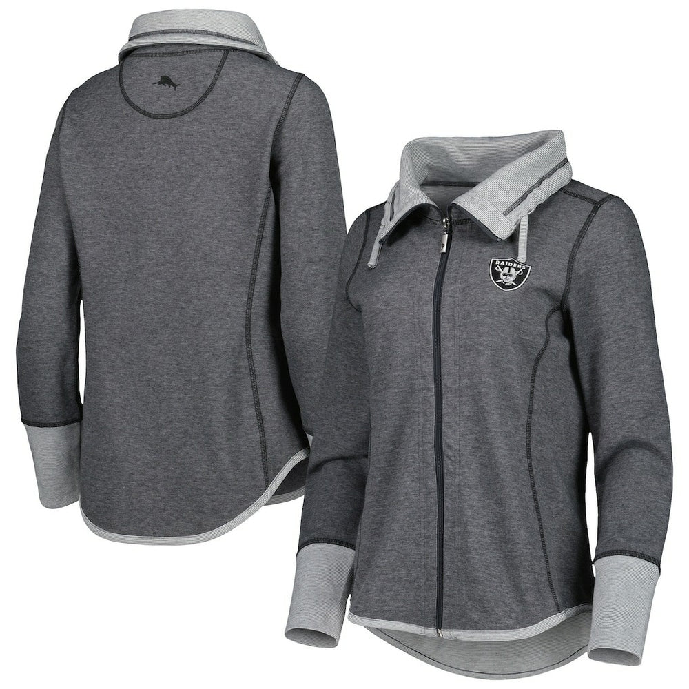 Las Vegas Raiders Women's Sport Sun Fade Full-Zip Sweatshirt Heathered Black - Tommy Bahama
