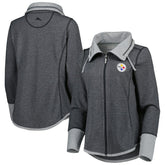 Pittsburgh Steelers Women's Sport Sun Fade Full-Zip Sweatshirt Heathered Black - Tommy Bahama