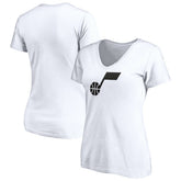 NBA - Utah Jazz Women's Primary Team Logo V-Neck T-Shirt - White