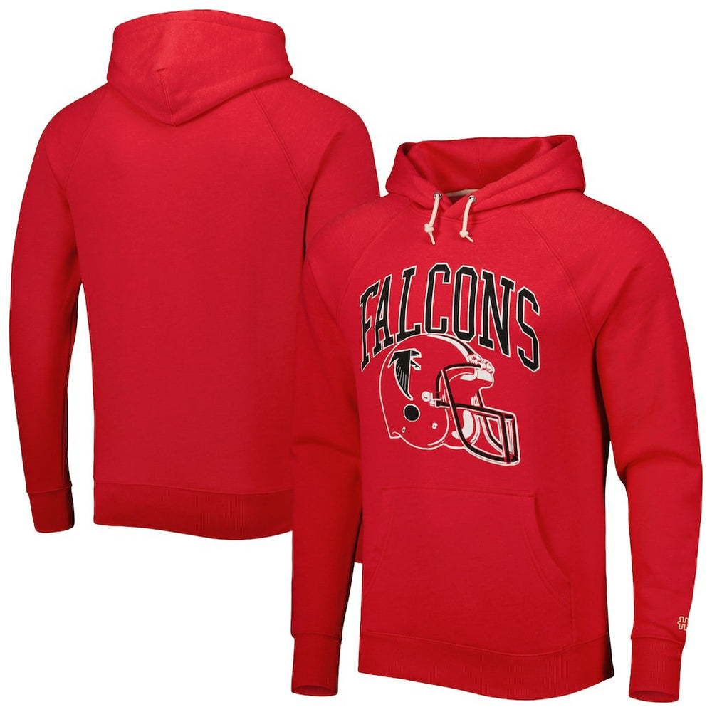 Atlanta Falcons Homage Retro Helmet Tri-Blend Raglan Pullover Hoodie Red - NFL