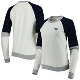 Tennessee Titans Antigua Women's Avenue Raglan Pullover Sweatshirt Cream/Navy - NFL