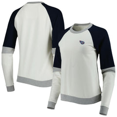Tennessee Titans Antigua Women's Avenue Raglan Pullover Sweatshirt Cream/Navy - NFL