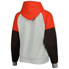 Cleveland Browns Antigua Women's Lightweight Jackpot Raglan Half-Zip Pullover Hoodie Heather Gray - NFL