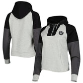 Las Vegas Raiders Antigua Women's Lightweight Jackpot Raglan Half-Zip Pullover Hoodie Heather Gray - NFL