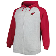 Arizona Cardinals Big & Tall Fleece Raglan Full-Zip Hoodie Jacket Heather Gray - NFL