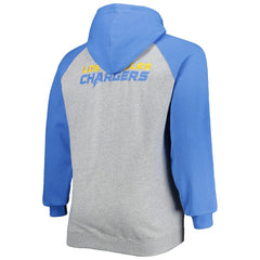 Los Angeles Chargers Big & Tall Fleece Raglan Full-Zip Hoodie Jacket Heather Gray - Fanatics