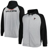 Atlanta Falcons Big & Tall Fleece Raglan Full-Zip Hoodie Jacket Heather Gray - NFL