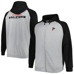 Atlanta Falcons Big & Tall Fleece Raglan Full-Zip Hoodie Jacket Heather Gray - NFL