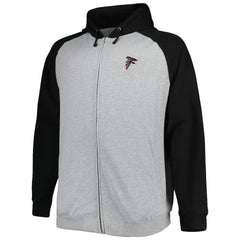 Atlanta Falcons Big & Tall Fleece Raglan Full-Zip Hoodie Jacket Heather Gray - NFL
