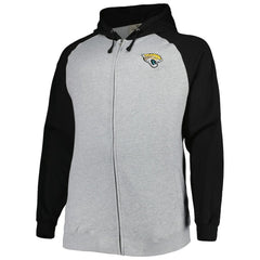 Jacksonville Jaguars Big & Tall Fleece Raglan Full-Zip Hoodie Jacket Heather Gray - NFL