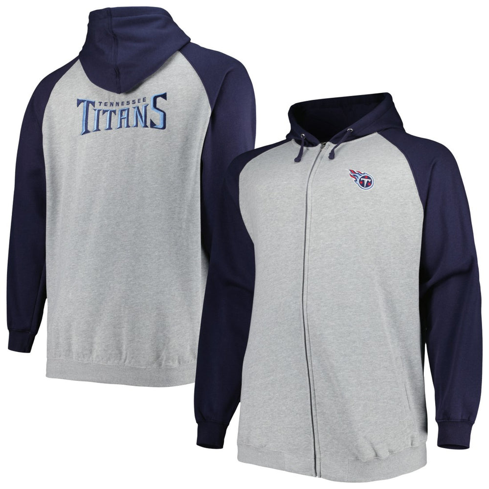 Tennessee Titans Big & Tall Fleece Raglan Full-Zip Hoodie Jacket Heather Gray - NFL