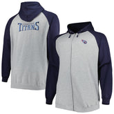 Tennessee Titans Big & Tall Fleece Raglan Full-Zip Hoodie Jacket Heather Gray - NFL