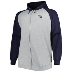 Tennessee Titans Big & Tall Fleece Raglan Full-Zip Hoodie Jacket Heather Gray - NFL