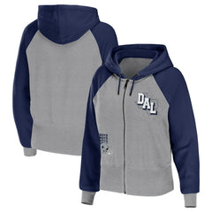 Dallas Cowboys WEAR by Erin Andrews Women's Colorblock Lightweight Full-Zip Hoodie Silver - NFL