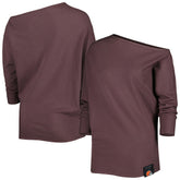 Cleveland Browns KIYA TOMLIN Women's Twisted Tri-Blend Asymmetrical 3/4-Dolman Sleeve Sweatshirt Brown - NFL