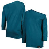 Philadelphia Eagles KIYA TOMLIN Women's Twisted Tri-Blend Asymmetrical 3/4-Dolman Sleeve Sweatshirt Midnight Green - NFL