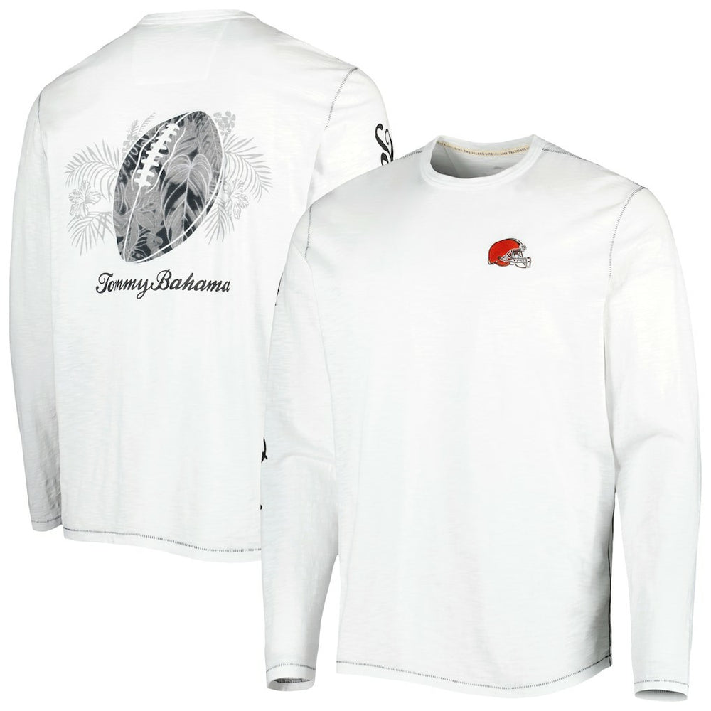 Cleveland Browns Laces Out Billboard Long Sleeve T-Shirt White - Tommy Bahama