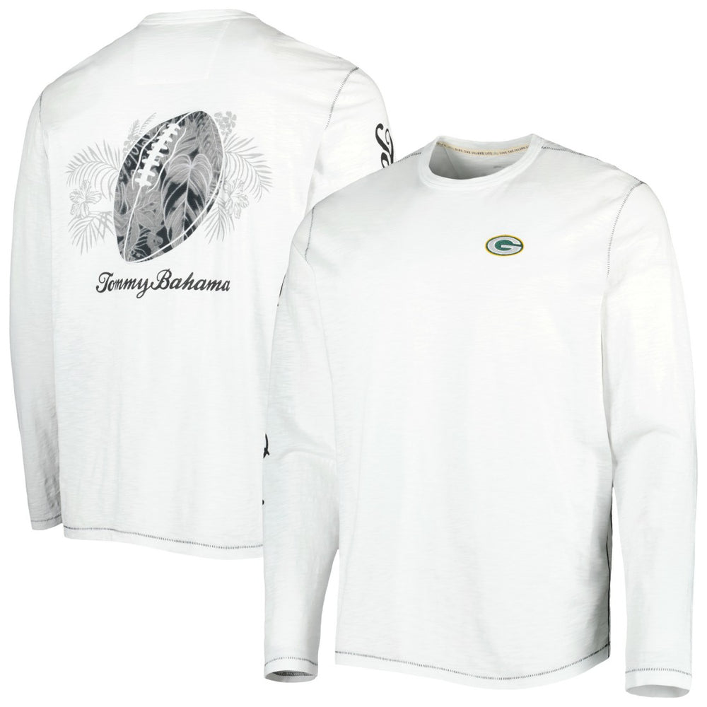Green Bay Packers Laces Out Billboard Long Sleeve T-Shirt White - Tommy Bahama