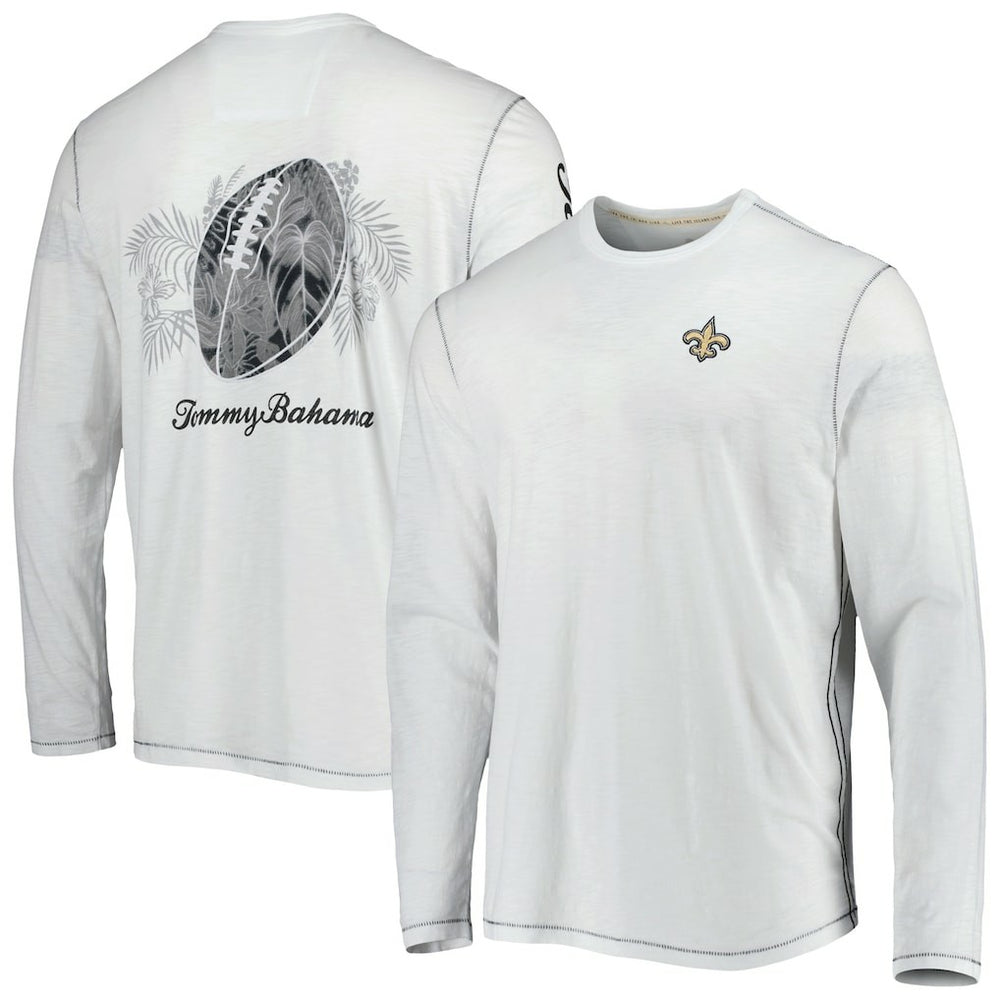 New Orleans Saints Laces Out Billboard Long Sleeve T-Shirt White - Tommy Bahama