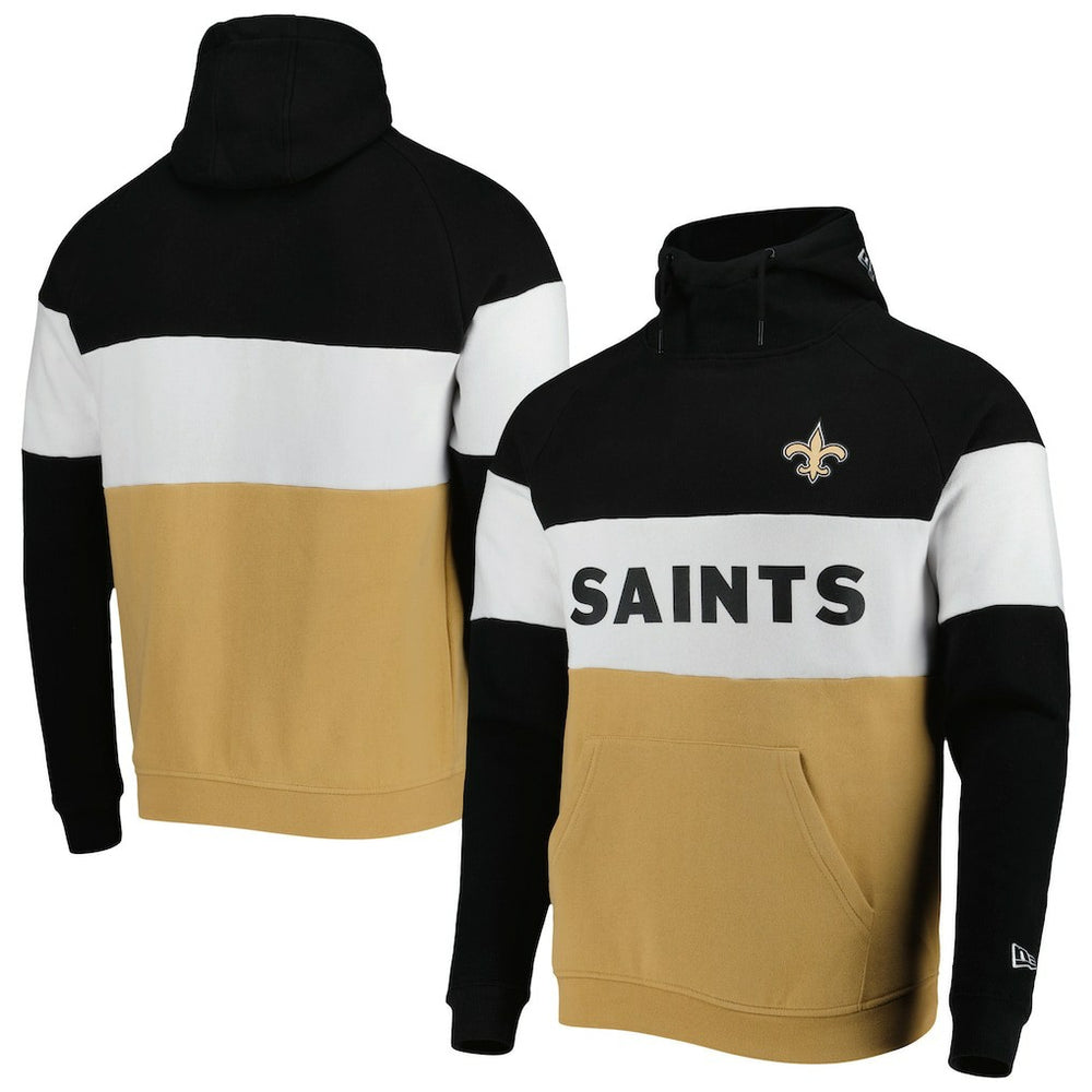 New Orleans Saints New Era Colorblock Current Pullover Hoodie Gold/Black - NFL