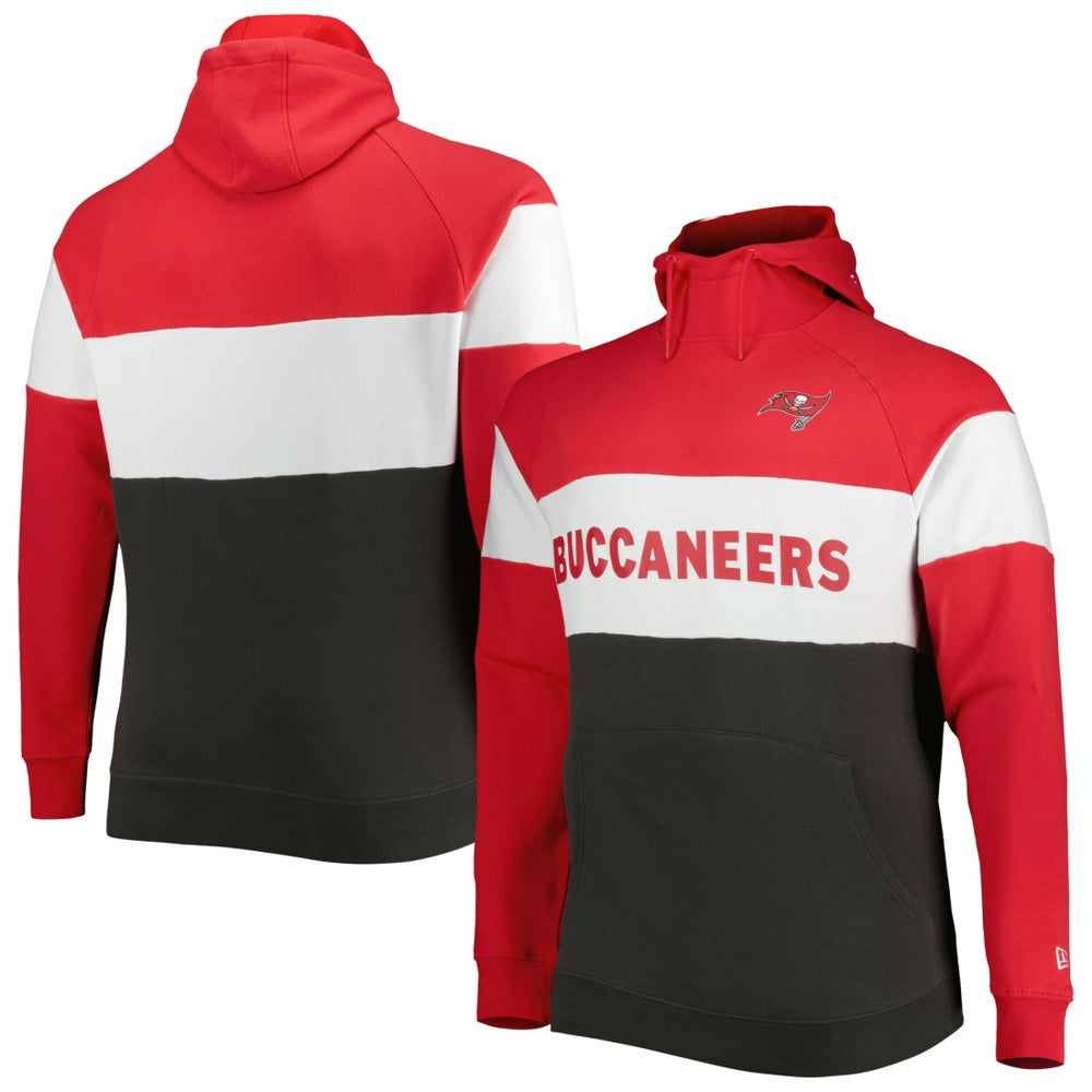 Tampa Bay Buccaneers New Era Big & Tall Current Colorblock Raglan Fleece Pullover Hoodie Heather Charcoal/Black - NFL