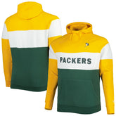 Green Bay Packers New Era Big & Tall Throwback Colorblock Fleece Raglan Pullover Hoodie Gold/Green - NFL