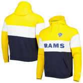 Los Angeles Rams New Era Colorblock Throwback Pullover Hoodie Navy/Gold - NFL
