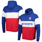 New England Patriots New Era Colorblock Throwback Pullover Hoodie Red/Royal - NFL