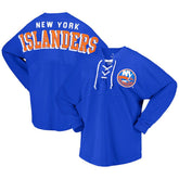 New York Islanders - Fanatics Women's Spirit Lace-Up V-Neck Long Sleeve Jersey T-Shirt Royal