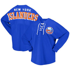 New York Islanders - Fanatics Women's Spirit Lace-Up V-Neck Long Sleeve Jersey T-Shirt Royal