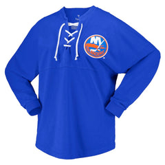 New York Islanders - Fanatics Women's Spirit Lace-Up V-Neck Long Sleeve Jersey T-Shirt Royal